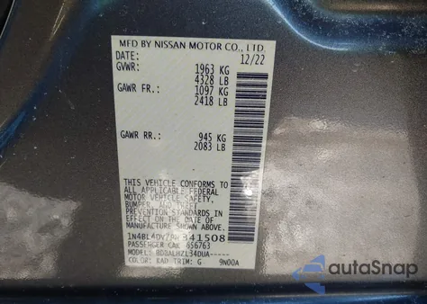 2023 Nissan Altima Sv Fwd z USA, uszkodzony, nr VIN 1N4BL4DV7PN341508